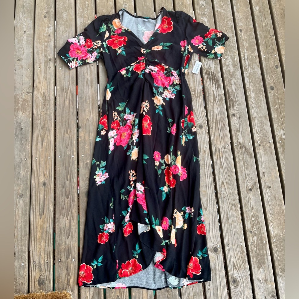 2/$30 💵 Old Navy Crepe Floral Midi Dress NWT - Picture 3 of 11